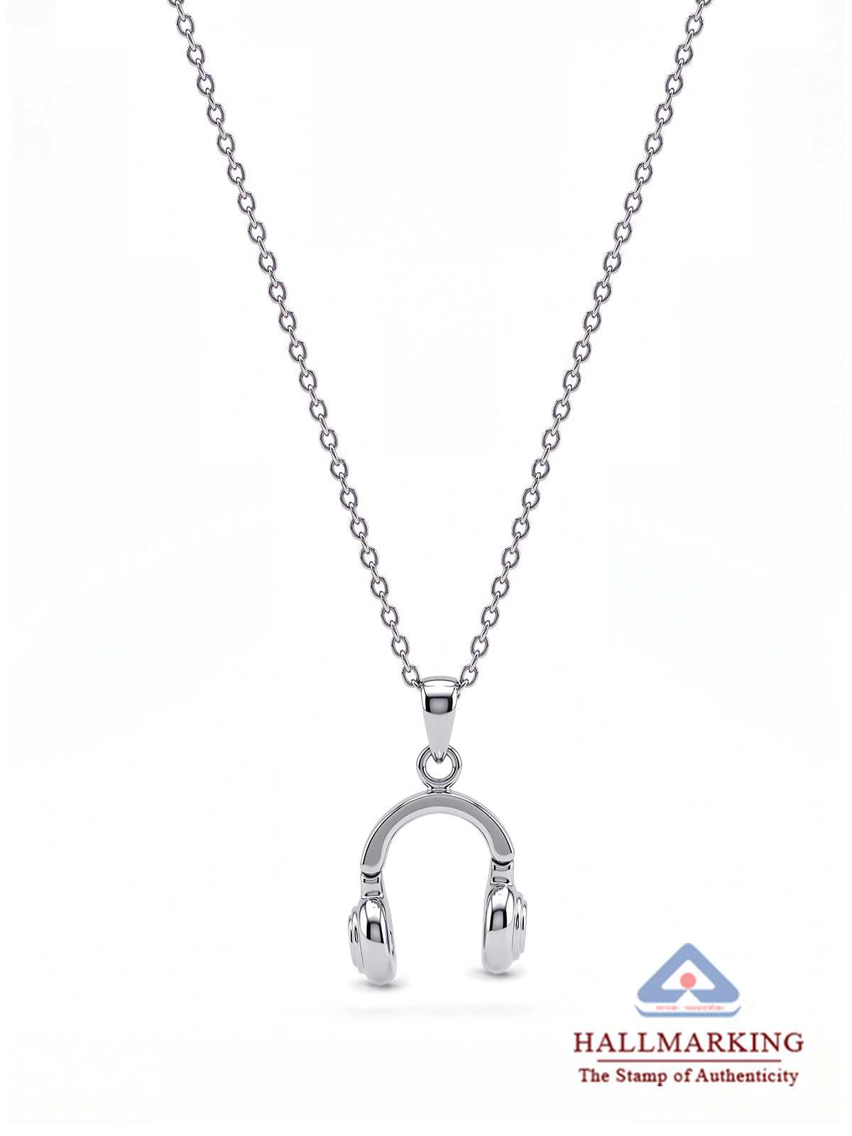 Silver Headphone Pendant Necklace