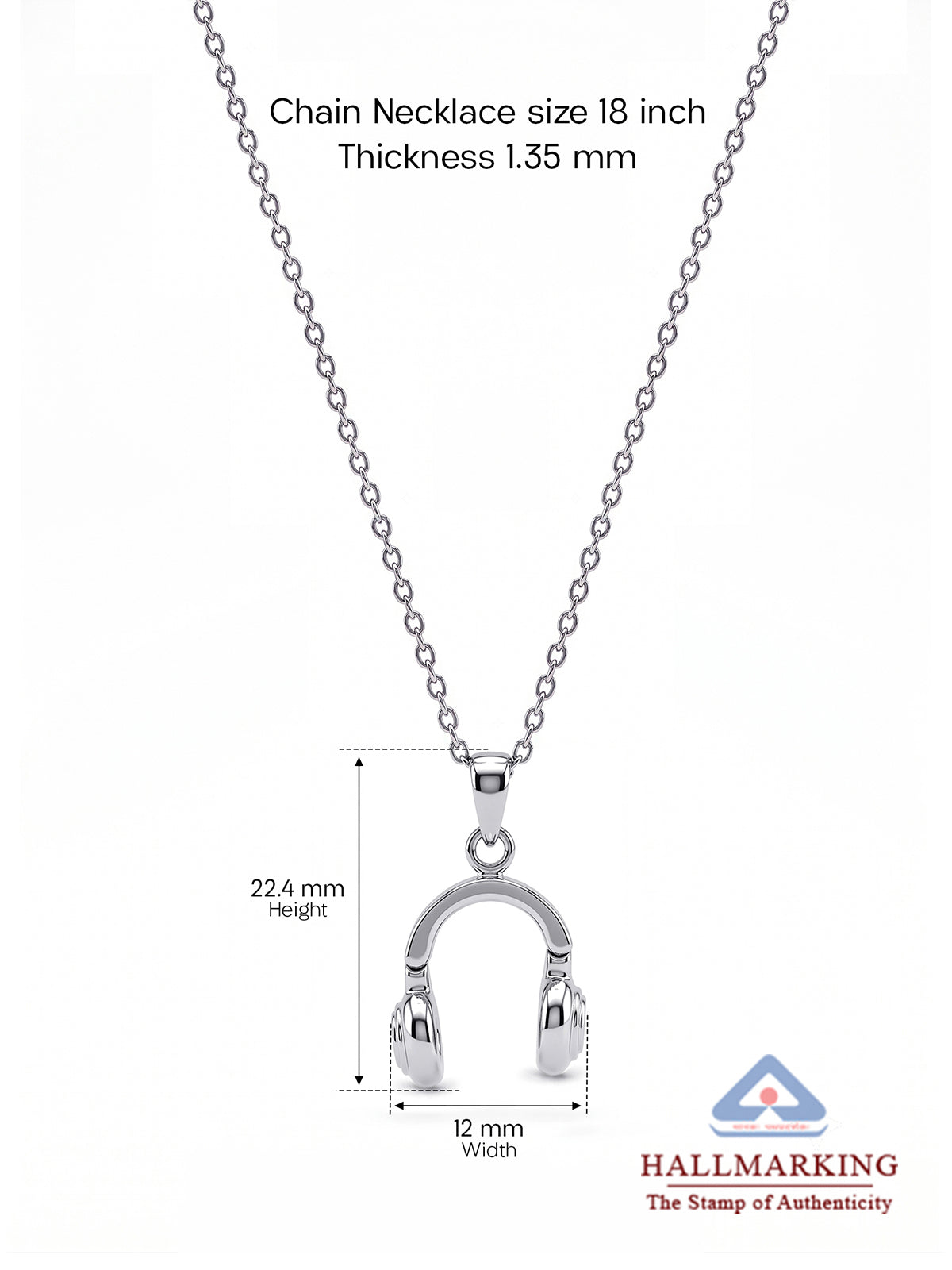 Silver Headphone Pendant Necklace