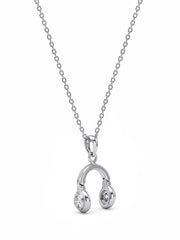 Silver Headphone Pendant Necklace