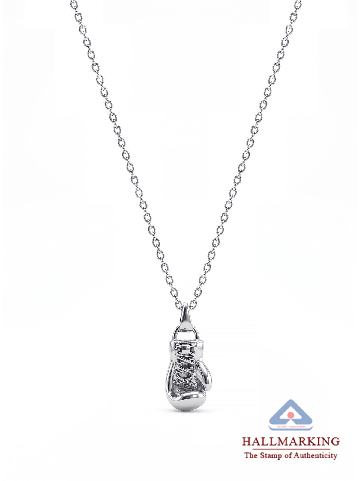 Silver Boxing Glove Pendant Necklace