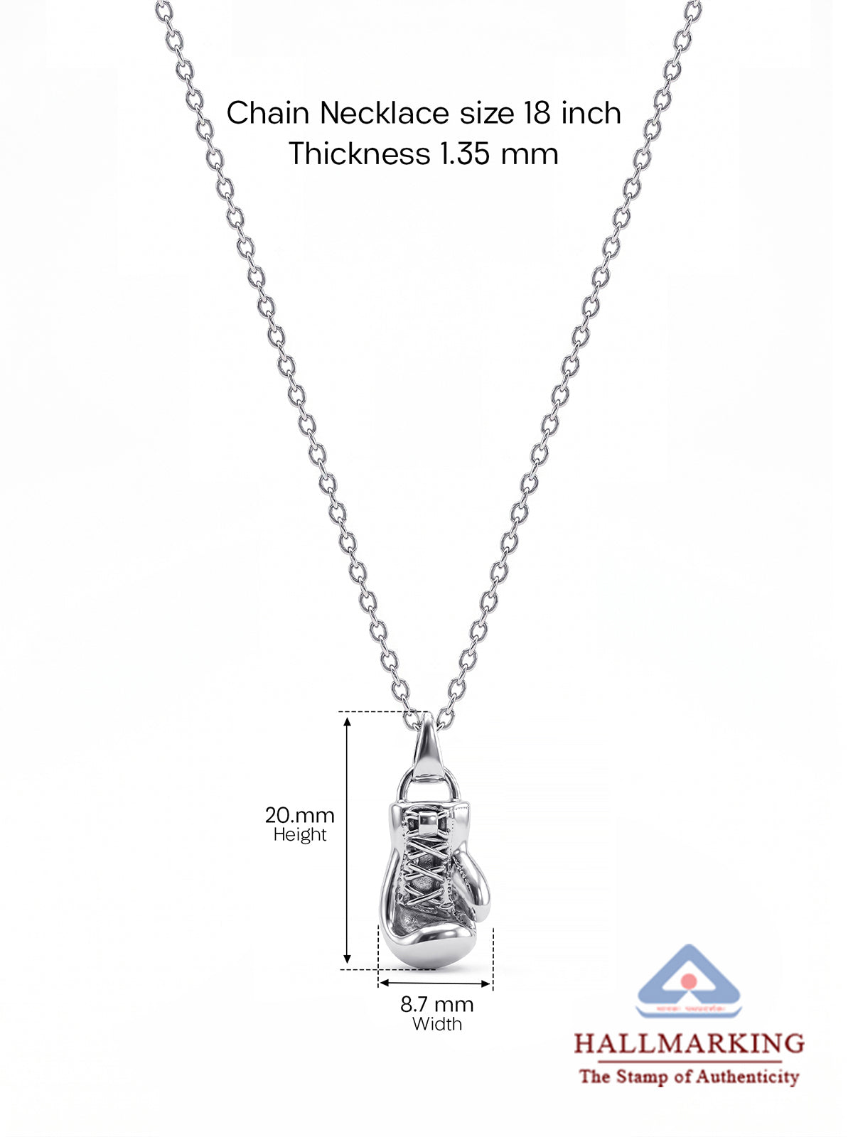 Silver Boxing Glove Pendant Necklace