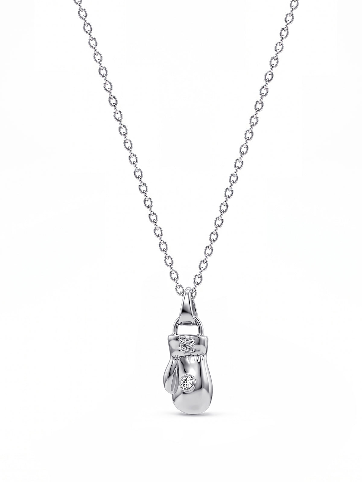 Silver Boxing Glove Pendant Necklace