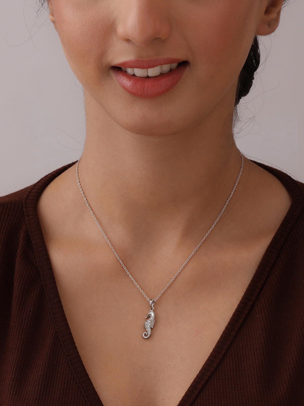 Seahorse Pendant Necklace with Crystal Accents