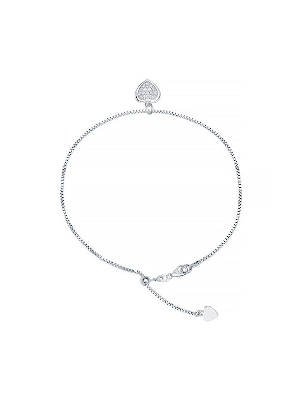 CZ Heart Charm Anklet