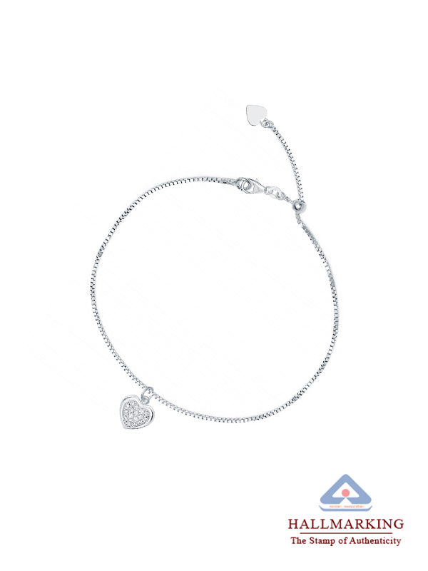 CZ Heart Charm Anklet