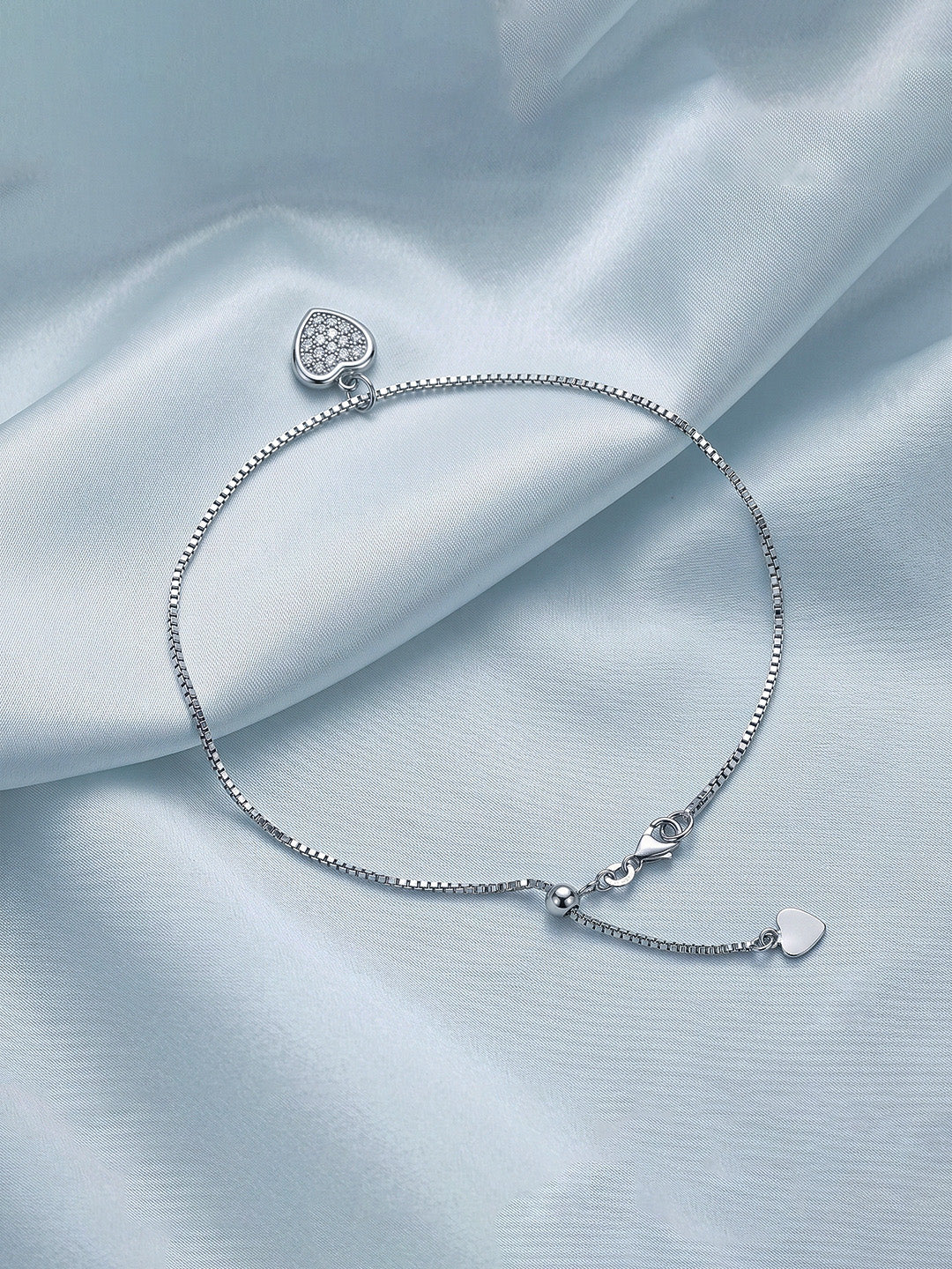 CZ Heart Charm Anklet