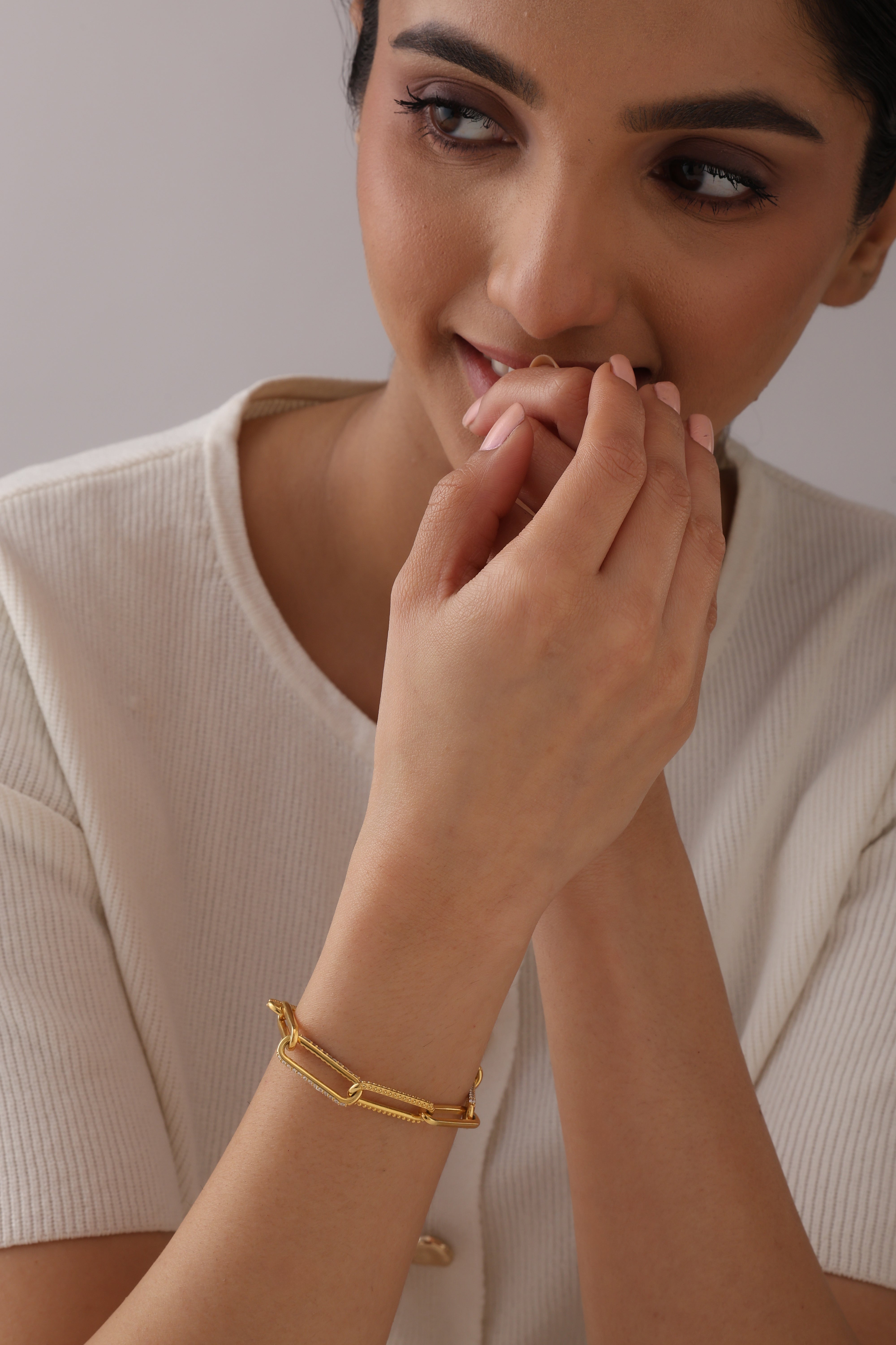 Liora Gold Paperclip CZ Bracelet