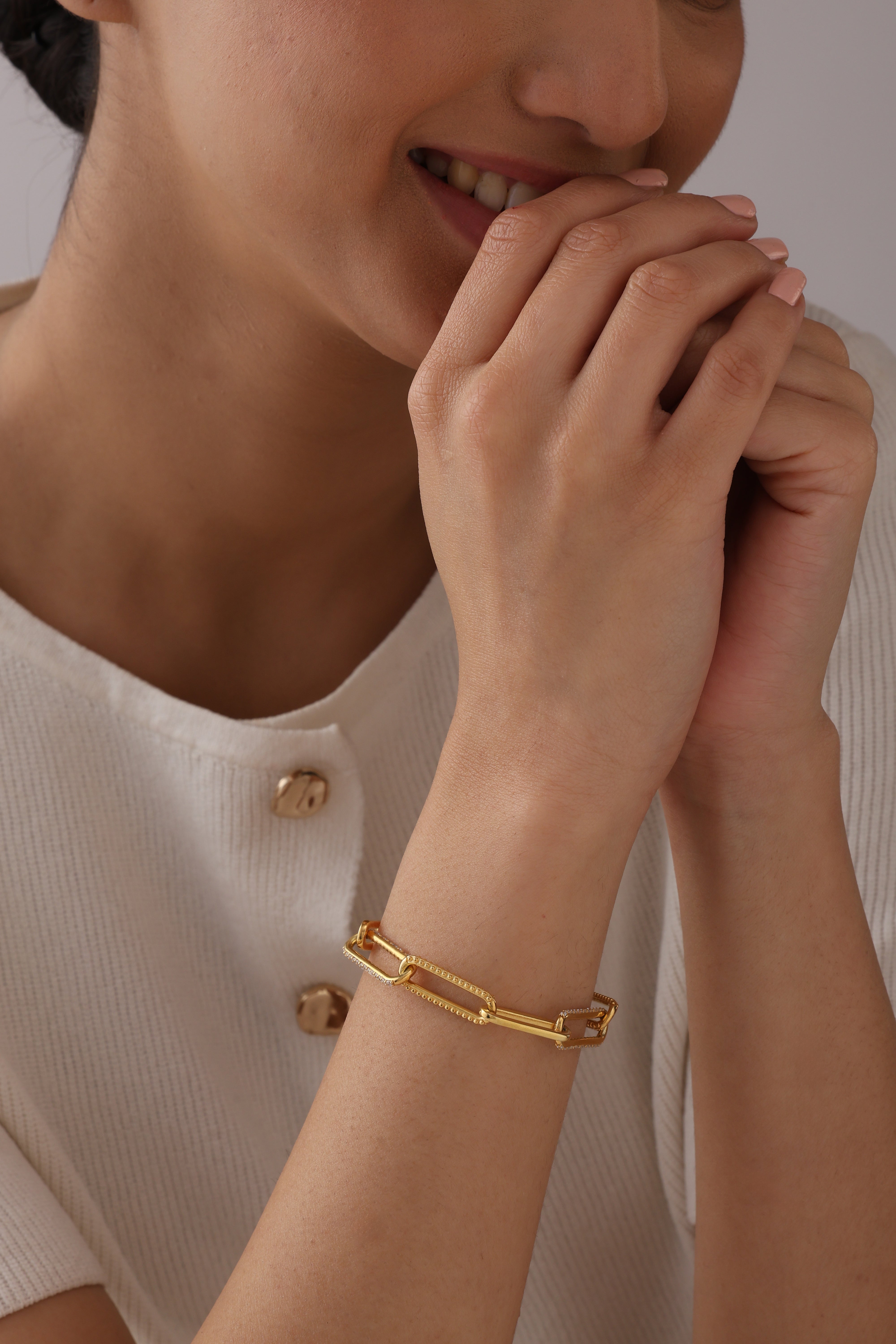 Liora Gold Paperclip CZ Bracelet