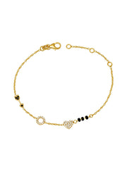 Gold Heart & Circle Crystal Mangalsutra Bracelet