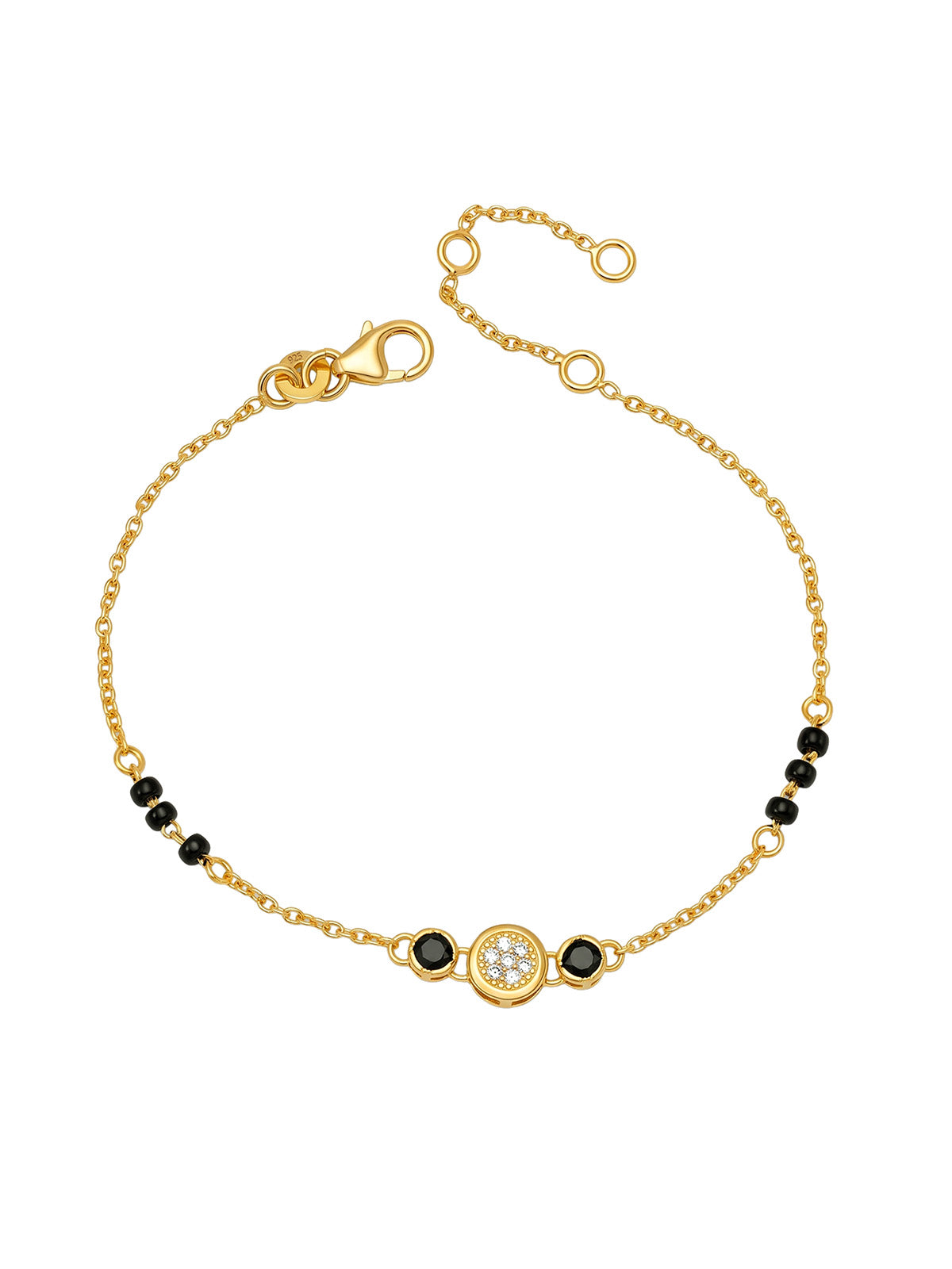 Gold Black Stone Crystal Mangalsutra Bracelet