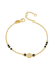 Gold Black Stone Crystal Mangalsutra Bracelet