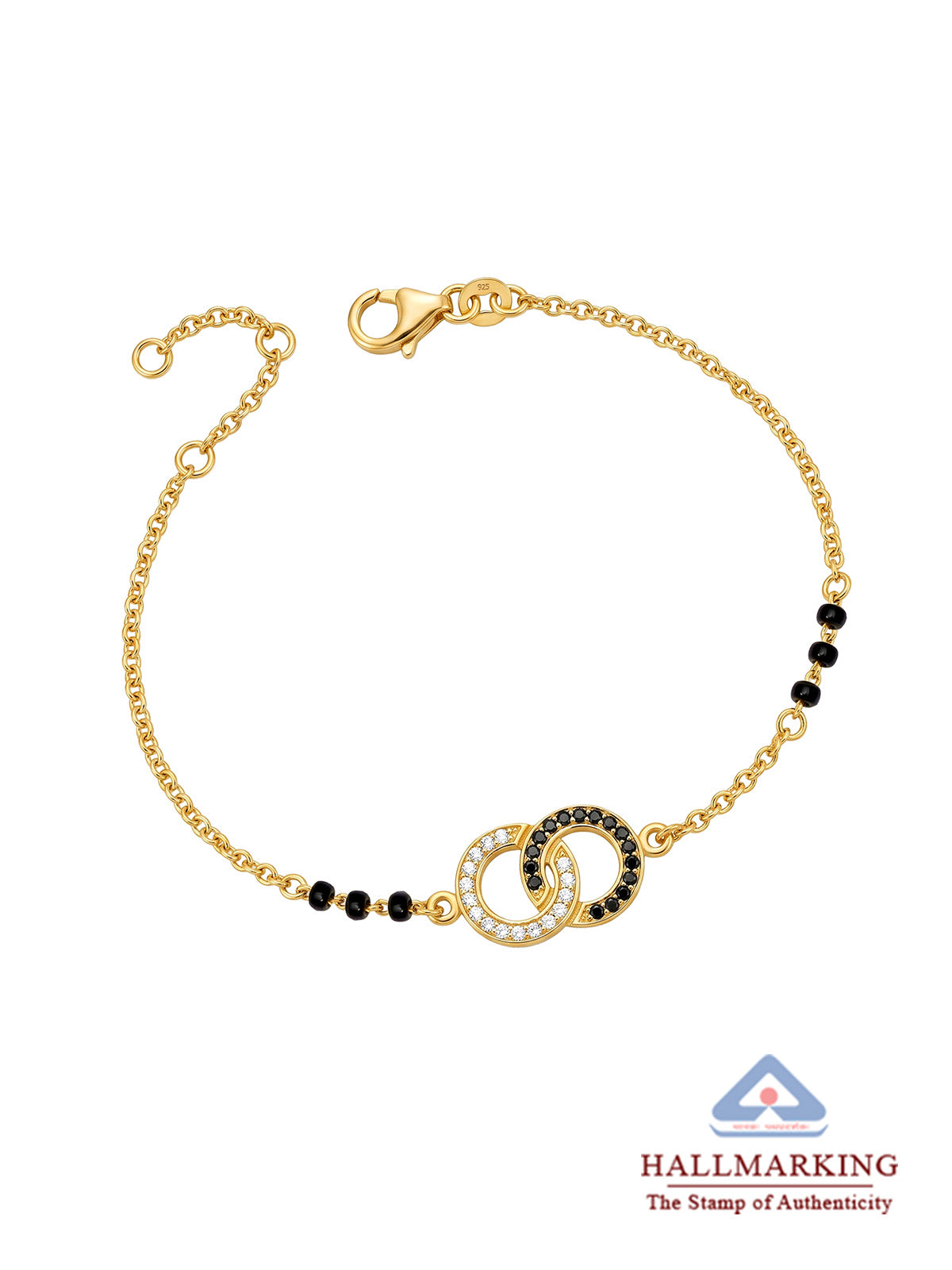 Gold Interlocking Circle Mangalsutra Bracelet