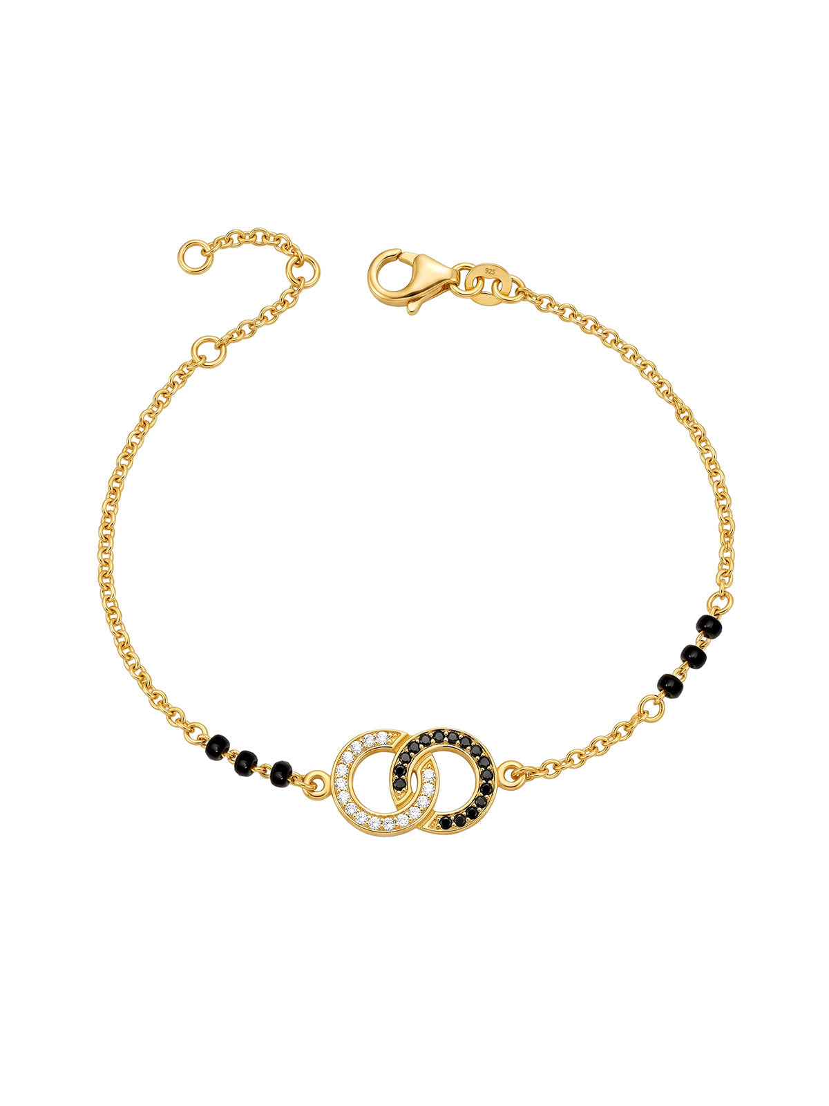 Gold Interlocking Circle Mangalsutra Bracelet