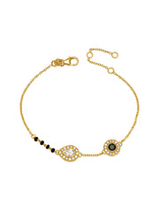 Gold Black Bead Crystal Mangalsutra Bracelet