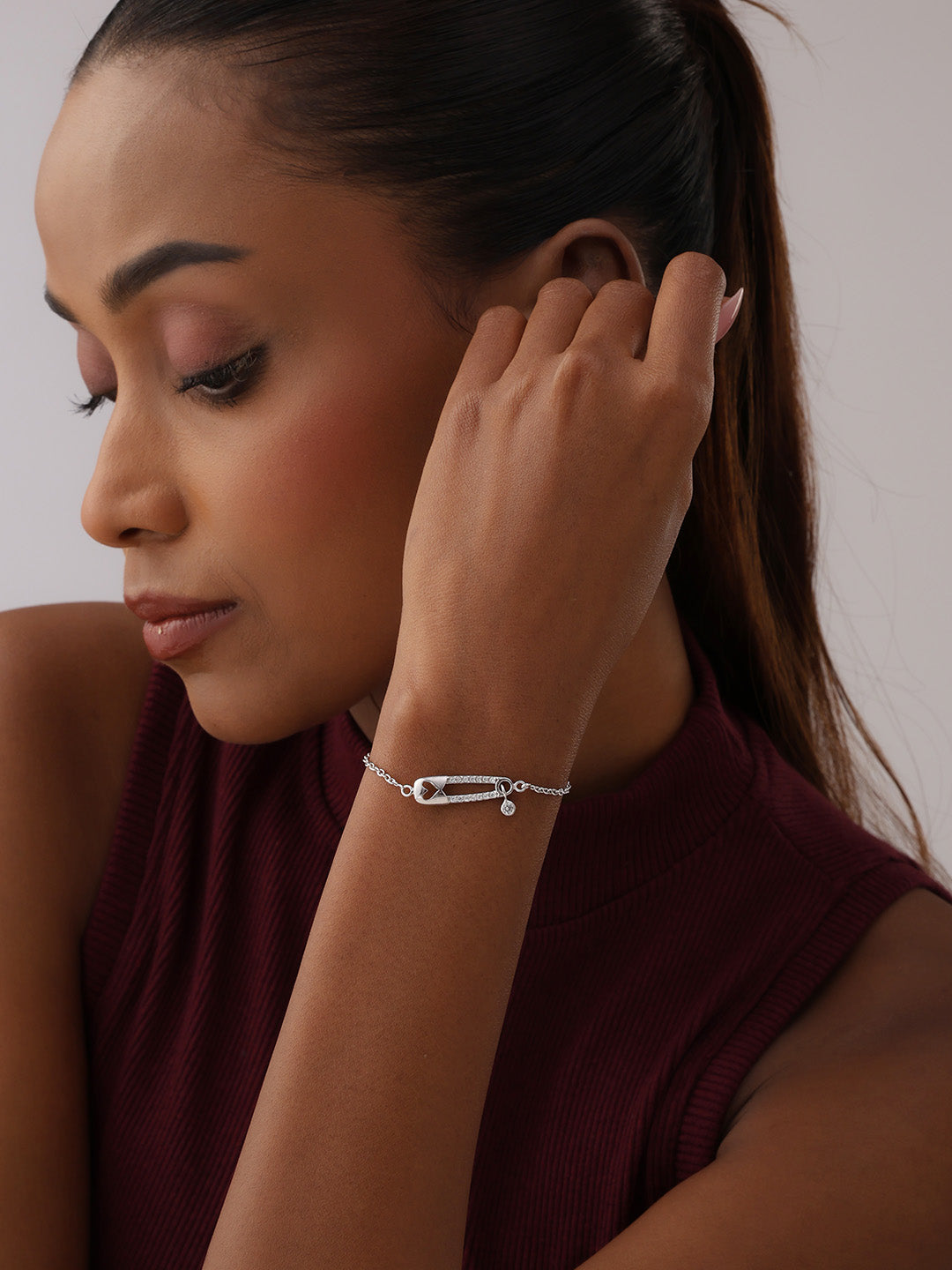 Rhodium Twinkle Charm Bracelet