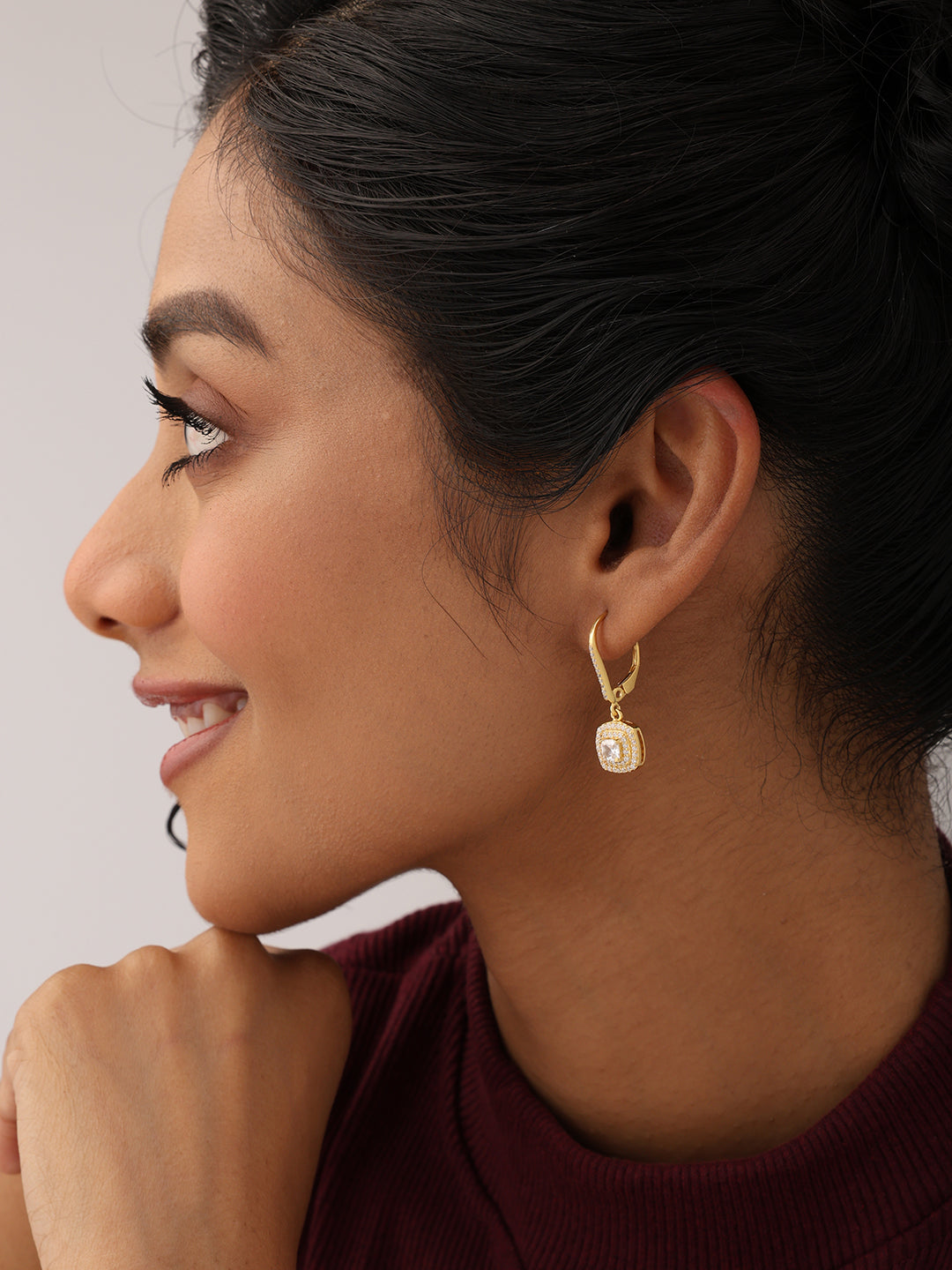 Gold Lever Back Drop Earrings