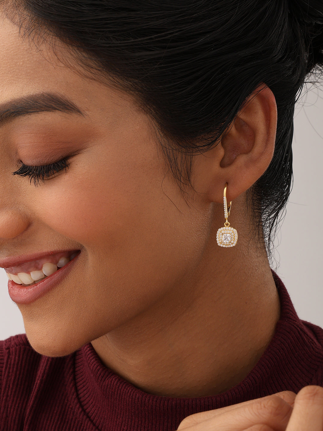 Gold Lever Back Drop Earrings