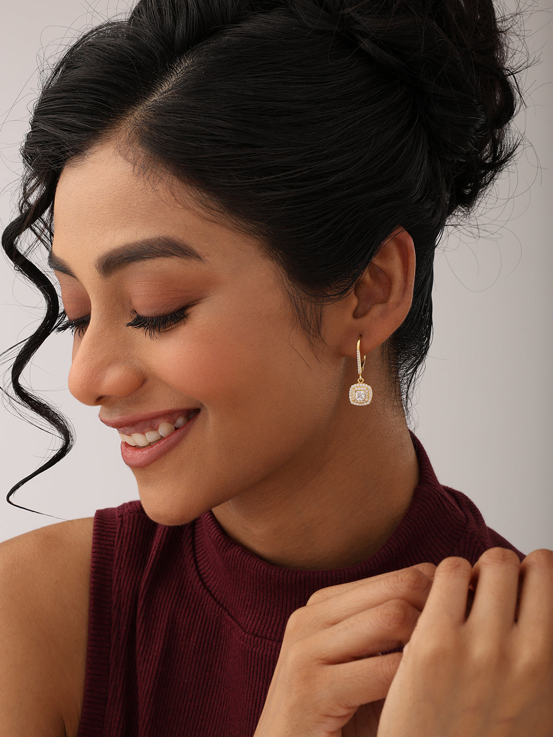 Gold Lever Back Drop Earrings