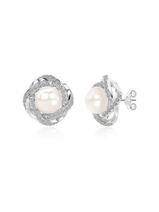 Perla CZ Love Knot Women's Stud Earrings