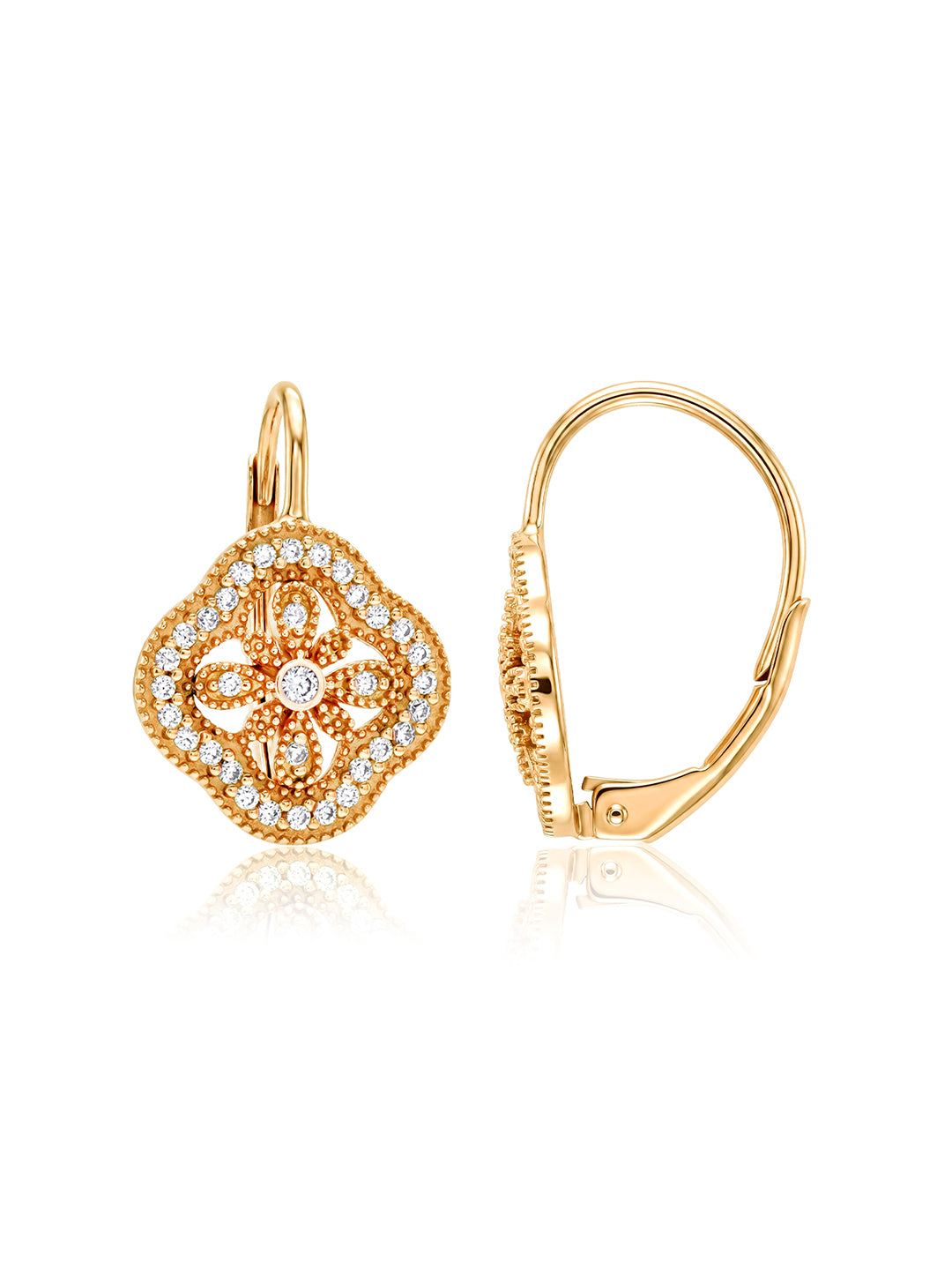 925 Sterling Silver Jewellery | 14K Gold-Plated Nivara Clover Danglers | acpl-ecom.myshopify.com