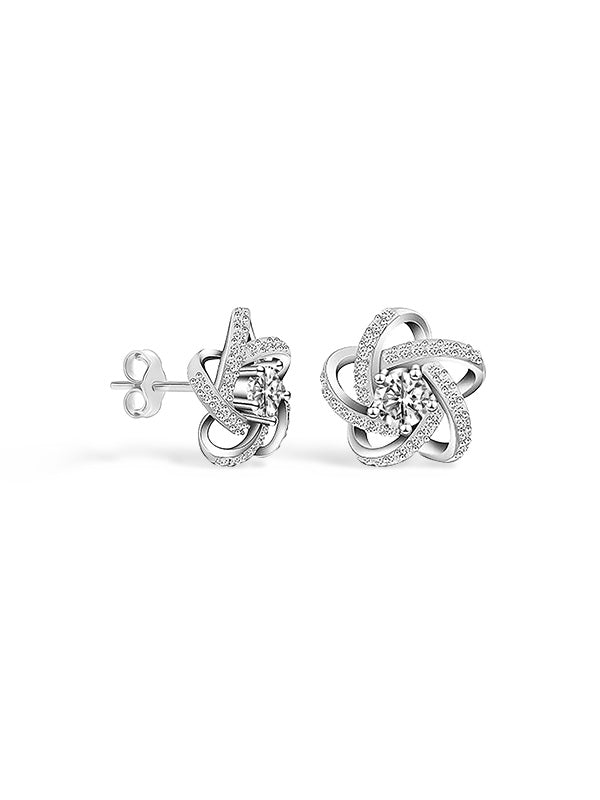 CZ Flower Solitaire Stud Earrings