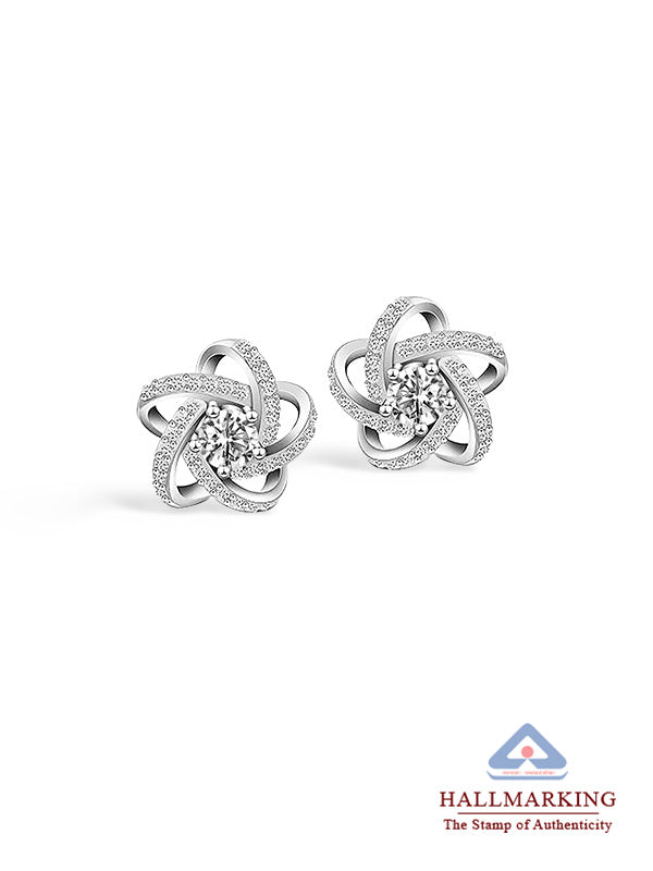 CZ Flower Solitaire Stud Earrings