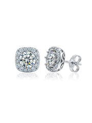 Coronetta Cushion CZ Halo Women's Stud Earrings
