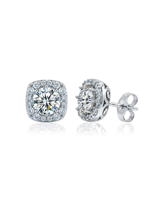 Coronetta Cushion CZ Halo Women's Stud Earrings