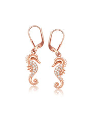 Sirena Rose Gold Seahorse Dangle Earrings