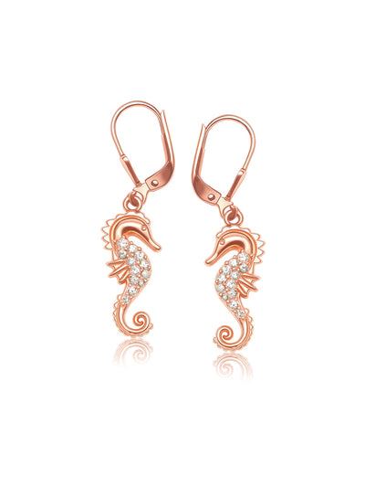 Sirena Rose Gold Seahorse Dangle Earrings