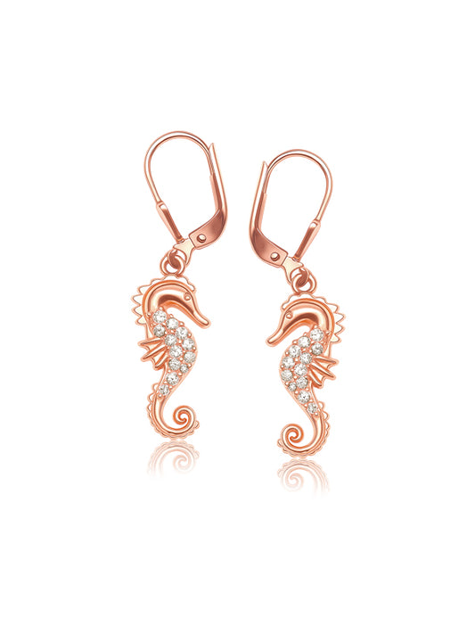 Sirena Rose Gold Seahorse Dangle Earrings
