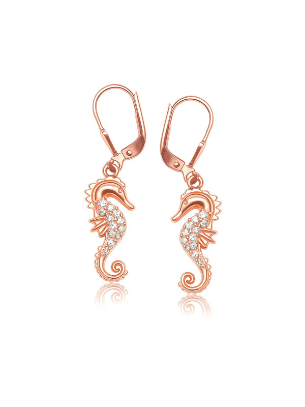 Sirena Rose Gold Seahorse Dangle Earrings