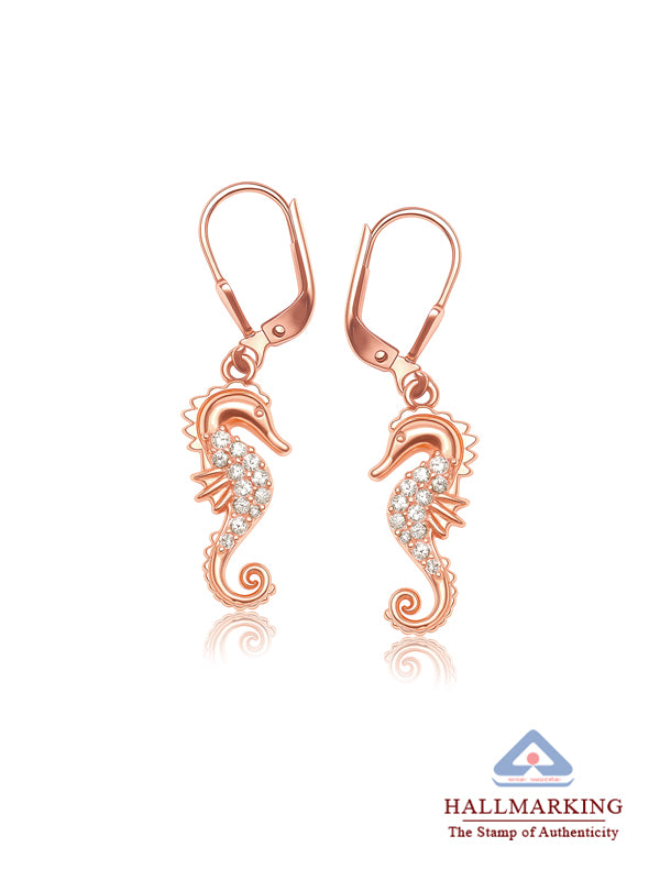 Sirena Rose Gold Seahorse Dangle Earrings