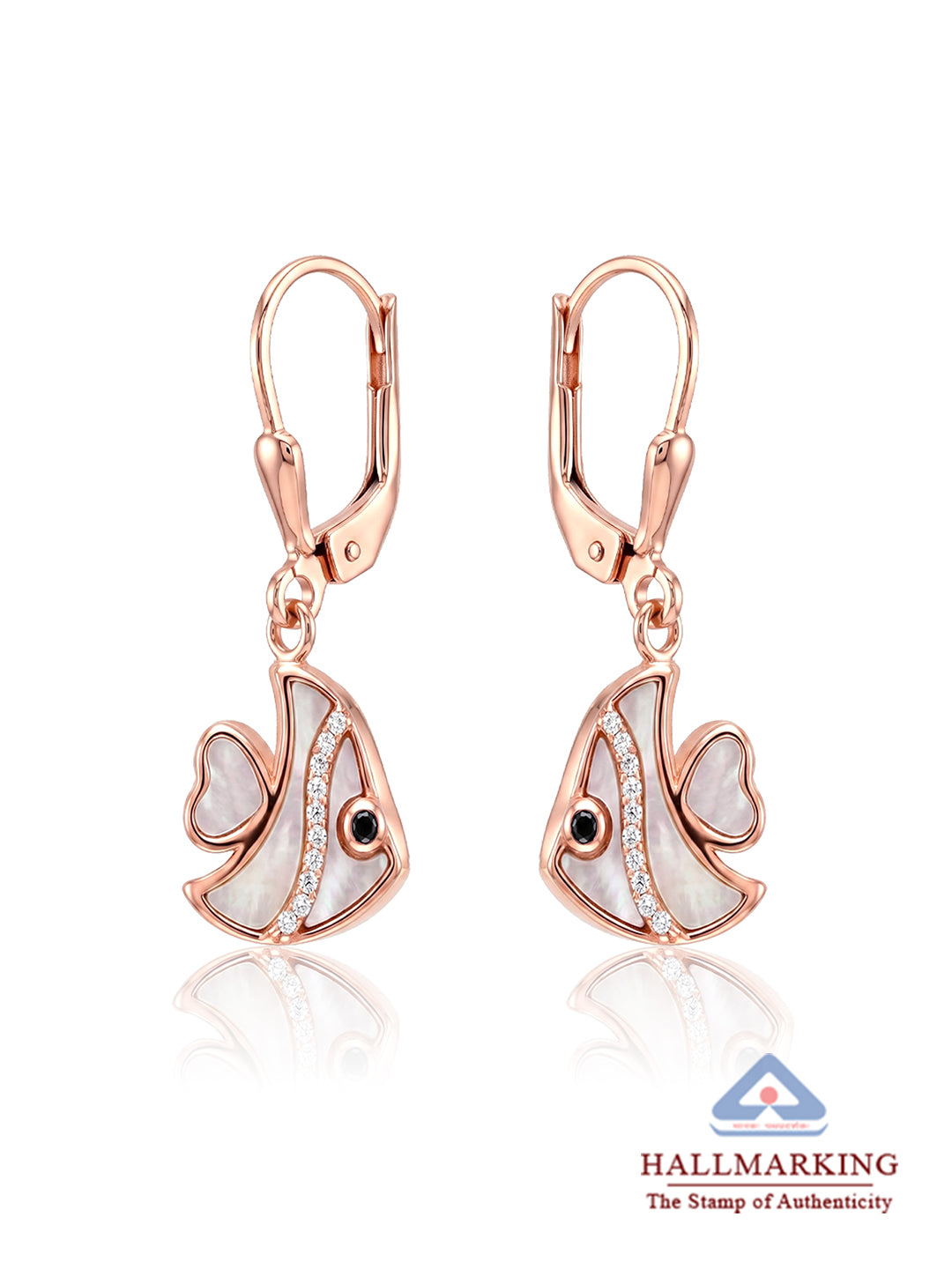 Rose Gold Fish Dangle Earring