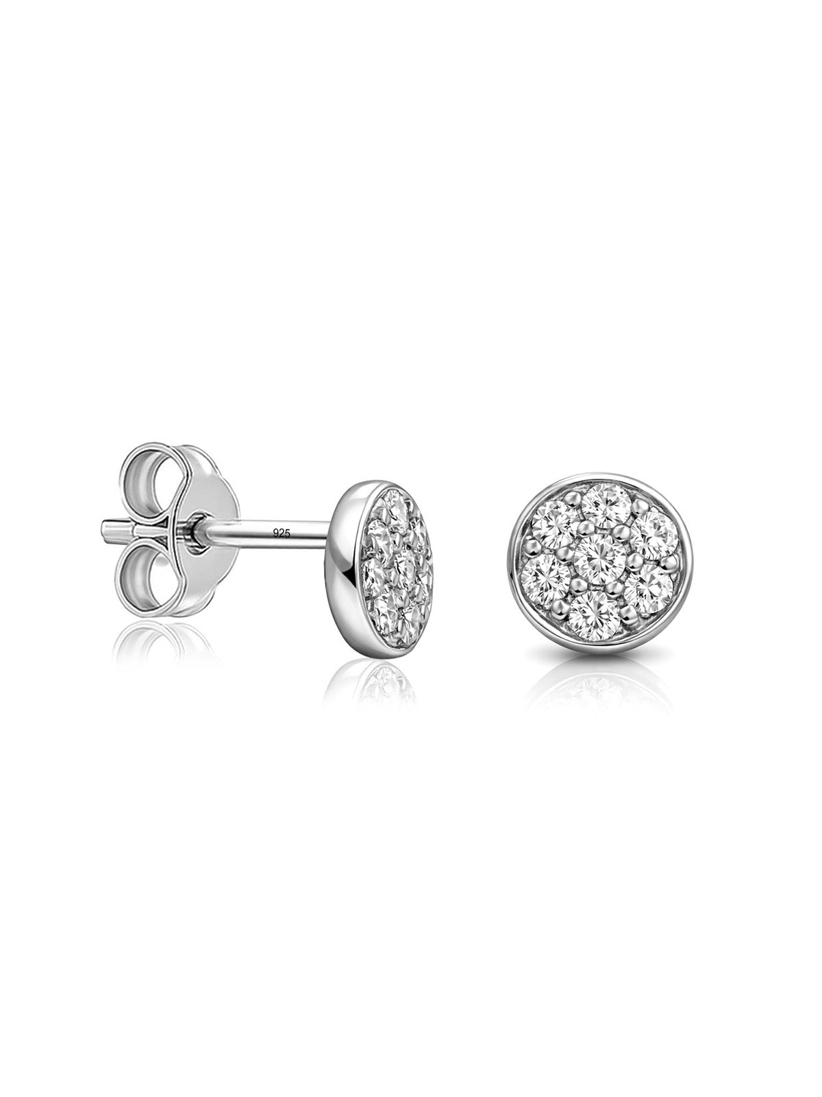 Disco Pave CZ Mini Disc Women's Stud Earrings