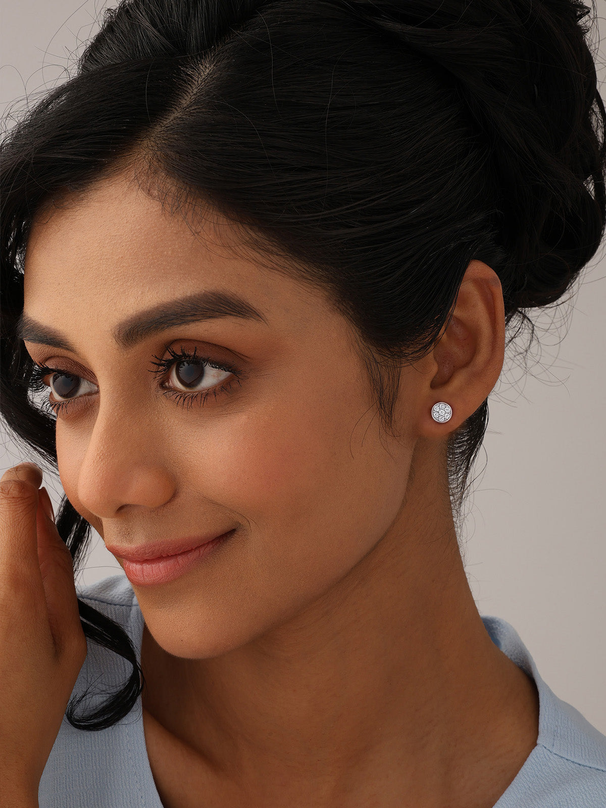 Disco Pave CZ Mini Disc Women's Stud Earrings