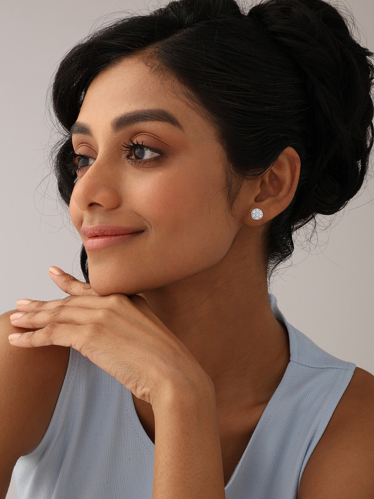 Disco Pave CZ Mini Disc Women's Stud Earrings
