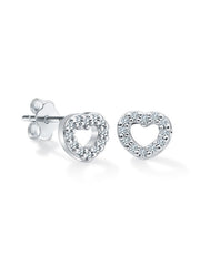 Cuore CZ Open Heart Women's Stud Earrings