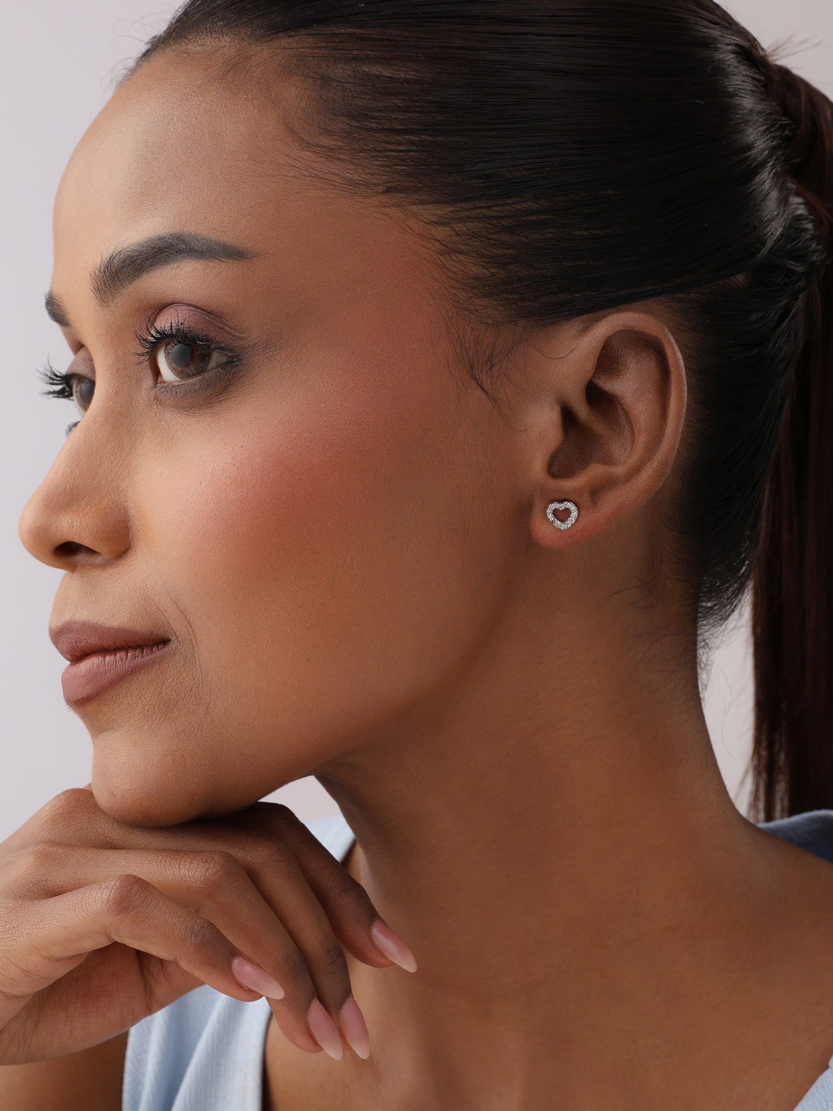 Cuore CZ Open Heart Women's Stud Earrings