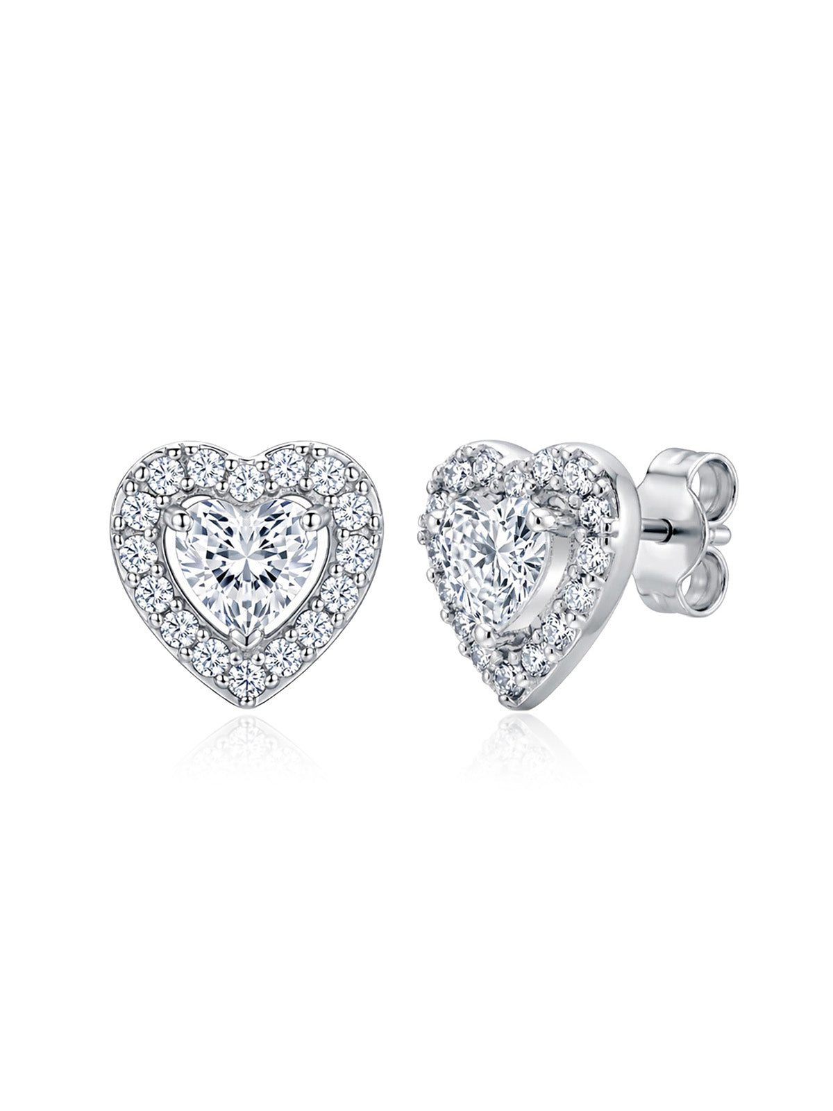 Cuore CZ Heart Women's Stud Earrings