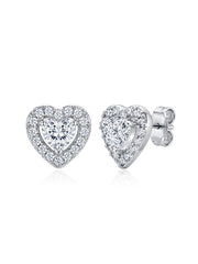 Cuore CZ Heart Women's Stud Earrings