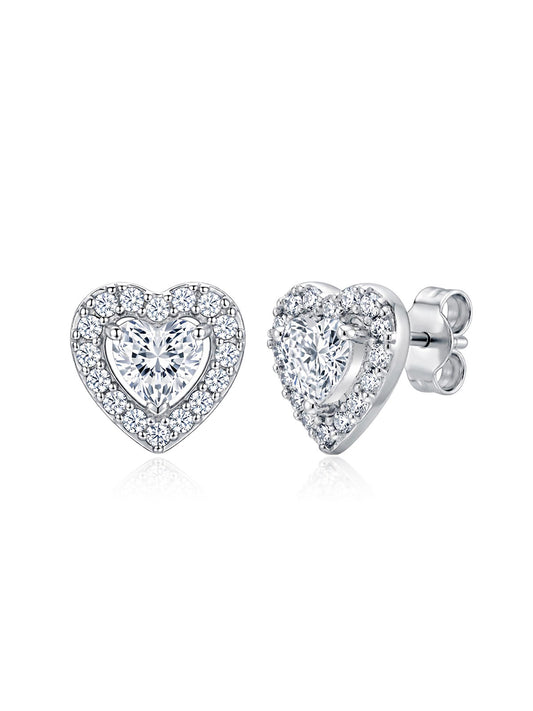 Cuore CZ Heart Women's Stud Earrings
