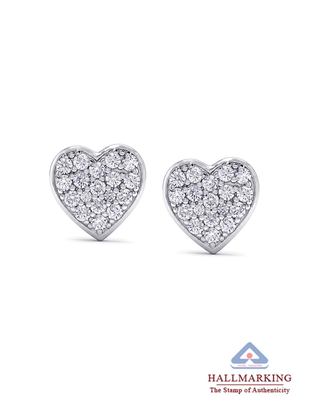 Silver Pavé Heart Stud Earrings