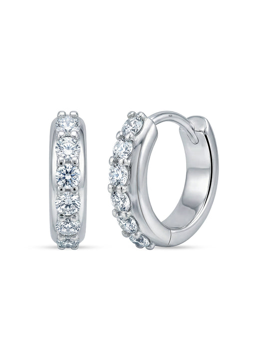 Stellina Pave CZ Women's Huggie Earrings