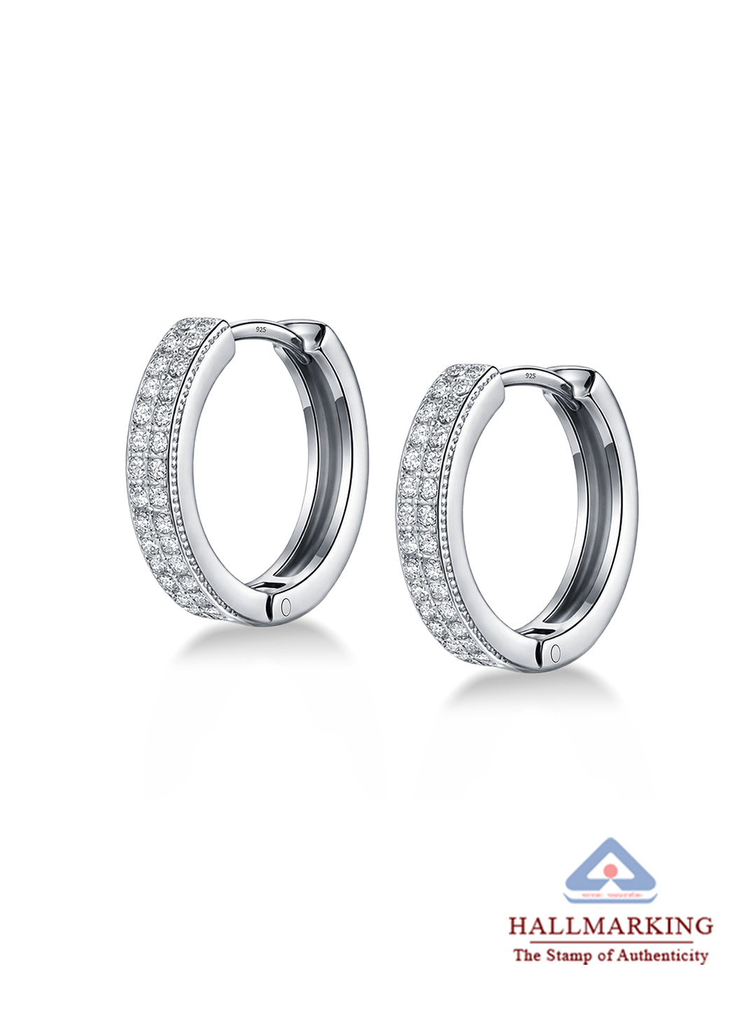 Duetta Double-Row CZ Women's Huggie Earrings
