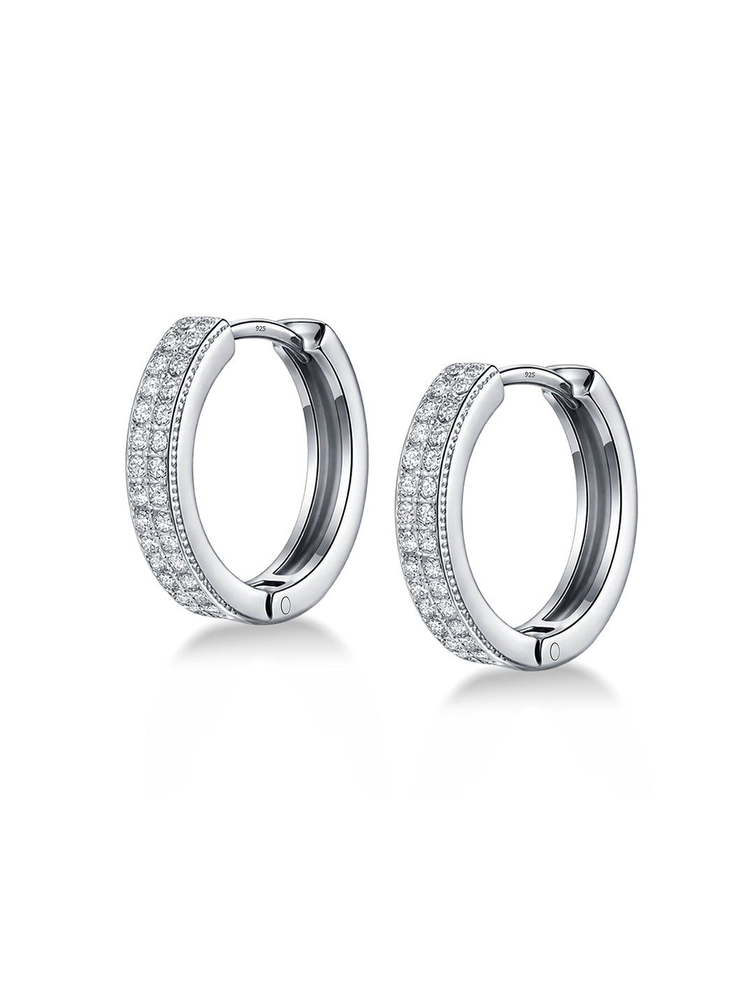 Duetta Double-Row CZ Women's Huggie Earrings