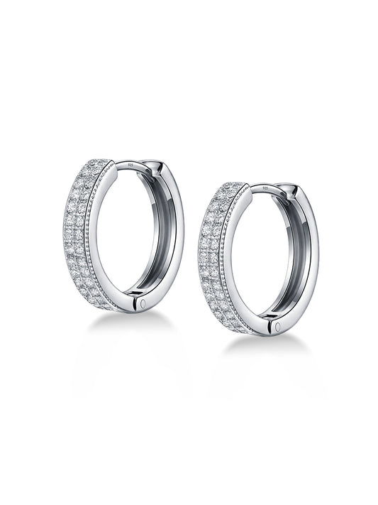 Duetta Double-Row CZ Women's Huggie Earrings