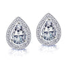 925 Sterling Silver Halo CZ Diamond like Brilliance Sparkling Teardrop Stud Earrings for Women