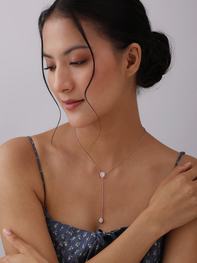 14K Auréline CZ Lariat Drop Necklace