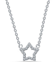 Rhodium CZ Open Star Necklace for Kids